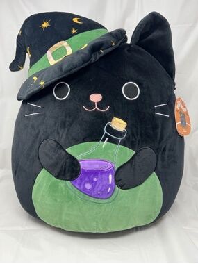 Squishmallows 18” Large Halloween Cleo Black Cat Wizard Hat & Potion NWOT
